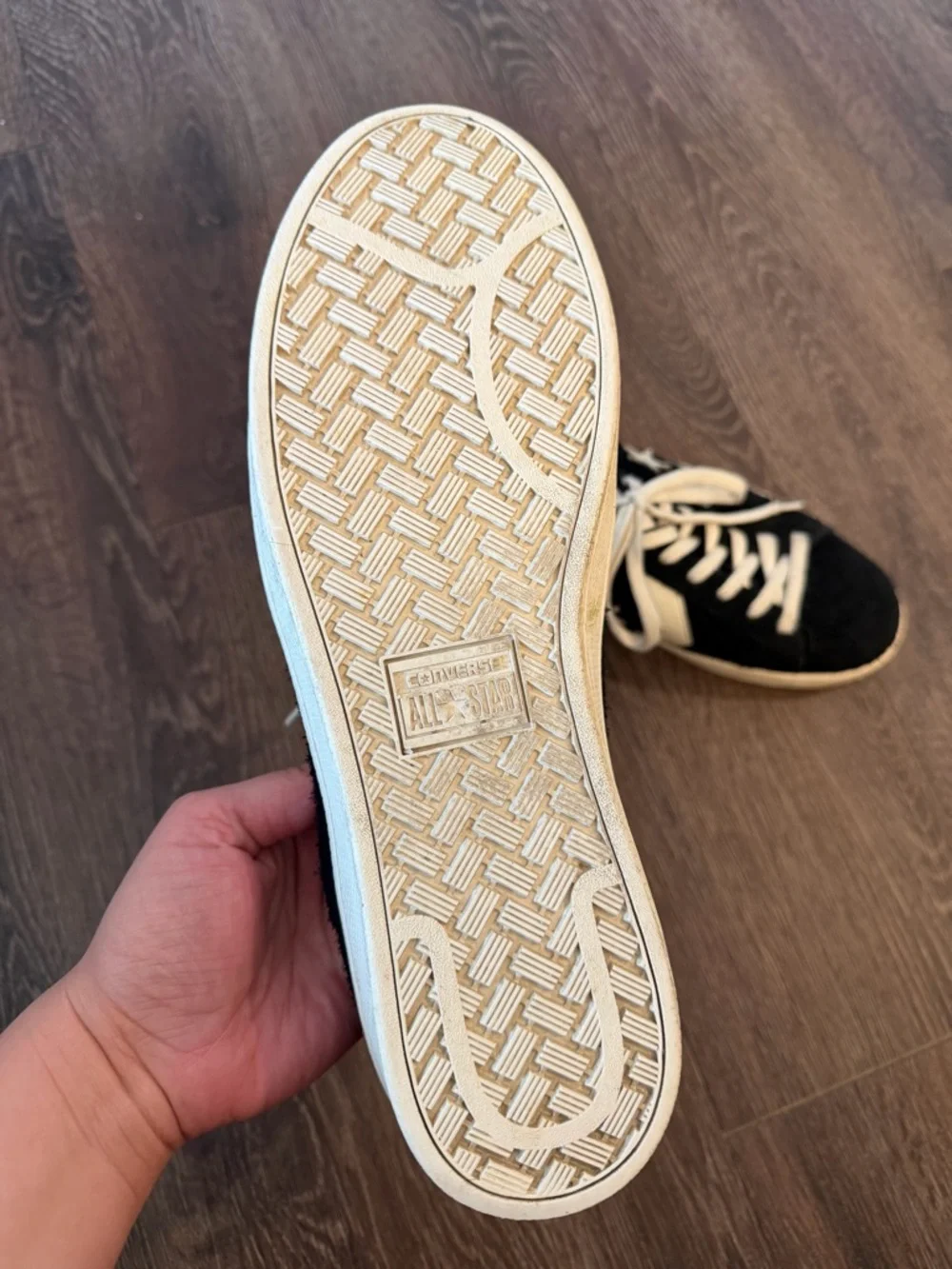 Converse Black Suede Low-Top Sneakers with White Star Chevron - Picture 3 of 3